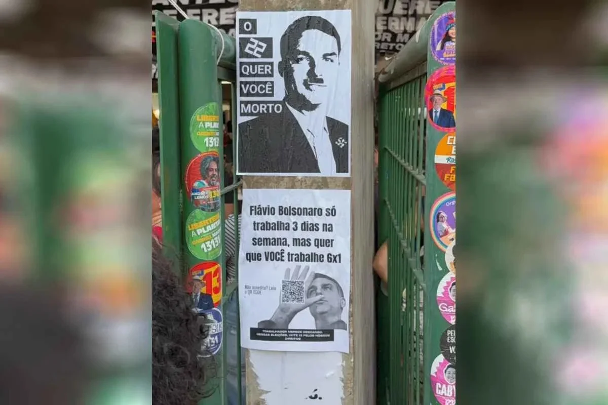 Cartaz associa Flávio ao nazismo e será retirado da UnB