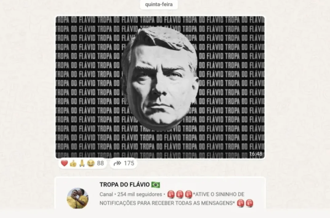 Canal do PL divulga arte de Flávio com referência fascista